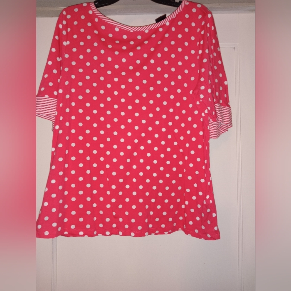 Rafaella Coral Polka Dot Top